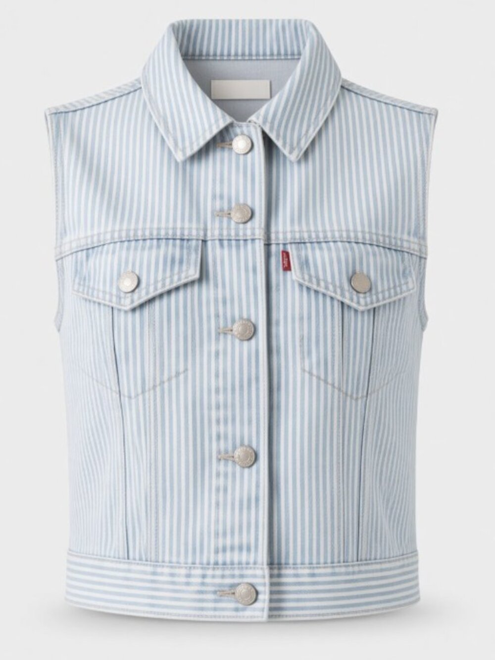 NEW Levi's Women's Shrunken 90's Handywoman Medium Blue Striped Vest - Picture 5 of 6